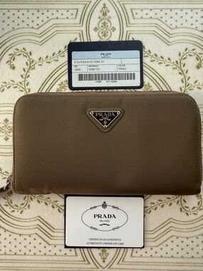 Prada Tessuto Nylon Zip Around Wallet Triangle Logo — COA Like New
